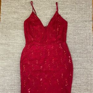 Red Sparkly Charlotte Russe Bodycon Dress